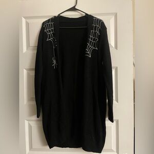 Black Spider Web Oversized Cardigan Sweater S/M